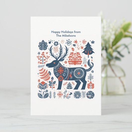 モダンなスカンジナビアのクリスマス シーズンカード (スタンド正面)