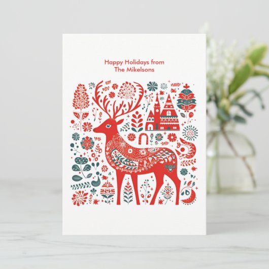 モダンなスカンジナビアのクリスマス シーズンカード (スタンド正面)