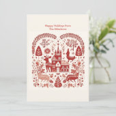 モダンなスカンジナビアのクリスマス シーズンカード (スタンド正面)