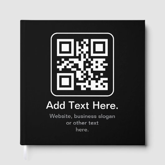 モダンなスキャン可能なQRコード | 黒 白 グレー ゲストブック (正面)