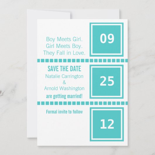 モダンなスクエアデザインの結婚式お知らせカード 招待状 (正面)