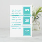 モダンなスクエアデザインの結婚式お知らせカード 招待状 (スタンド正面)