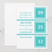 モダンなスクエアデザインの結婚式お知らせカード 招待状 (正面/裏面)