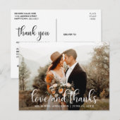 モダンなスクリプトで愛と感謝を込めた結婚式の写真 ポストカード (正面/裏面)