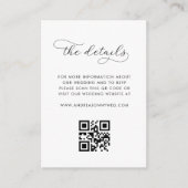 モダンなスクリプトとQRコードのシンプルな結婚式の詳細 エンクロージャーカード (正面)