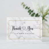モダンなスクリプトの黒と白の大理石 サンキューカード (スタンド正面)