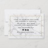 モダンなスクリプトの黒と白の大理石 サンキューカード (裏面)