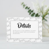 モダンなスクリプトタイポグラフィーの結婚式 エンクロージャーカード (スタンド正面)