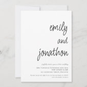 モダンなスクリプトネームのQRコードウェディング 招待状 (正面)