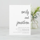 モダンなスクリプトネームのQRコードウェディング 招待状 (スタンド正面)