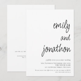 モダンなスクリプトネームのQRコードウェディング 招待状