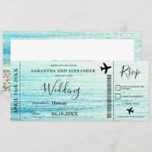 モダンなスクリプトビーチ飛行機搭乗券結婚式