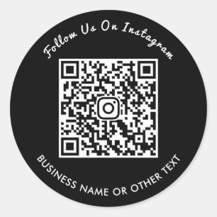 モダンなスクリプトフォントのInstagram QRコードステッカー フォロー ラウンドシール