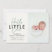 モダンなスクリプト写真 こんにちは小さなあなた 誕生のお知らせ (正面)