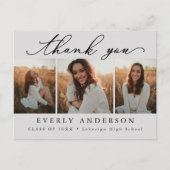 モダンなスクリプト写真 卒業お礼 ポストカード (正面)