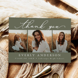 モダンなスクリプト写真 卒業お礼 ポストカード