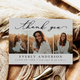 モダンなスクリプト写真 卒業お礼 ポストカード