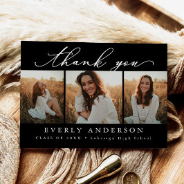 モダンなスクリプト写真 卒業お礼 ポストカード