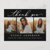 モダンなスクリプト写真 卒業お礼 ポストカード (正面)