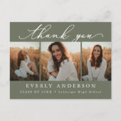 モダンなスクリプト写真 卒業お礼 ポストカード (正面)