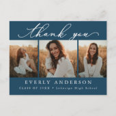 モダンなスクリプト写真 卒業感謝 ポストカード (正面)