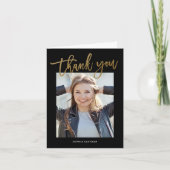 モダンなスクリプト写真 卒業 サンキューカード (正面)