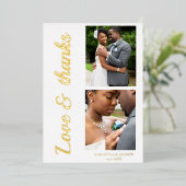 モダンなスクリプト箔の結婚式お礼カード 箔招待状 (立ち正面)