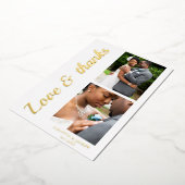 モダンなスクリプト箔の結婚式お礼カード 箔招待状 (回転した状態)