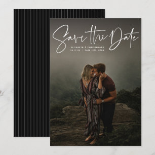 モダンなスクリプト縦写真 セーブ・ザ・デート