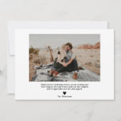 モダンなスクリプト黒ありがとう2枚の写真 結婚式 サンキューカード (裏面)