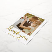 モダンなスクリプト2枚の写真 ウェディング サンクスカード 箔招待状 (回転した状態)