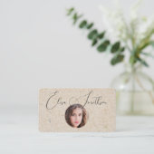 モダンなスクリプト ソーシャルメディア QR コード あなたの写真を追加 名刺 (スタンド正面)