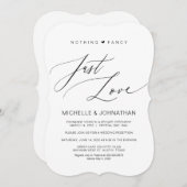 モダンなスクリプト、ブラック、結婚式の秘密の挙式パーティー 招待状 (正面/裏面)