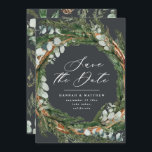 モダンなスクリプト ユーカリ エレガント ウェディング セーブザデート<br><div class="desc">モダンなスクリプトとユーカリの葉の花輪がエレガントなウェディングの結婚式の案内状。モダンでミニマルなスタイリッシュなデザイン。すべての色はカスタマイズできます。</div>