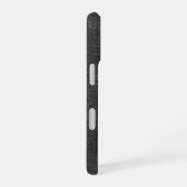 モダンなスタイリッシュな黒革の金箔モノグラム iPhone 16ケース (右側面)