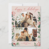 モダンなスタイルのグリーンが2枚の写真とともにおしゃれなホリデーカード シーズンカード (正面)