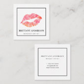 モダンなスタイルのチークピンクの唇 メイクアップアーティスト スクエア名刺 (正面/裏面)