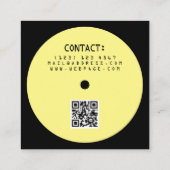 モダンなスタイルのビニールプレーヤーのインスピレーションの黄色の黒 スクエア名刺 (裏面)