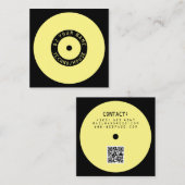 モダンなスタイルのビニールプレーヤーのインスピレーションの黄色の黒 スクエア名刺 (正面/裏面)