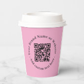 モダンなスタイルのピンクのQRコード付き紙コップ 紙コップ (裏面)