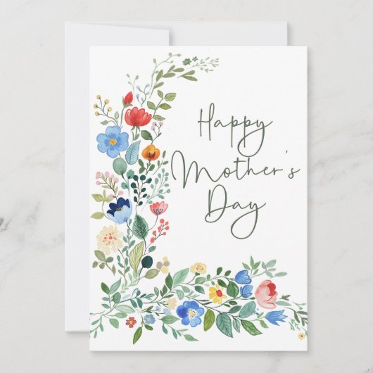 モダンなスタイルのワイルドフラワーお母さんの日のカード シーズンカード (正面)