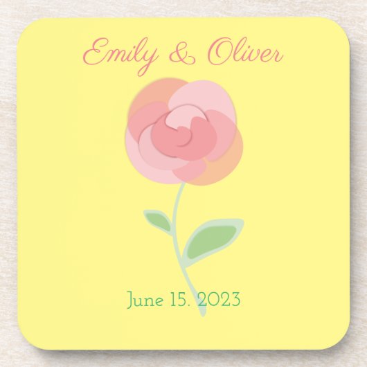 モダンなスタイルの可愛いピンクのバラのデザイン コースター (正面)