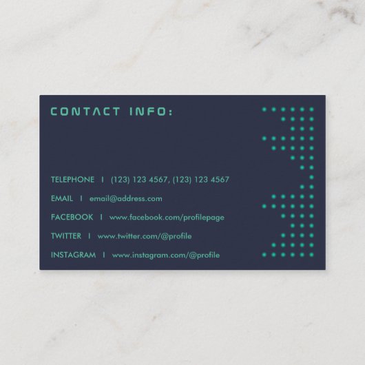 モダンなスタイルの平衡装置はライトに点を打ちます 名刺 (裏面)