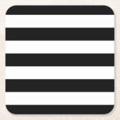 モダンなスタイルの白黒ストライプ スクエアペーパーコースター (正面)