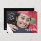 モダンなスタンプの写真の卒業は|の白感謝していしています サンキューカード (正面/裏面)