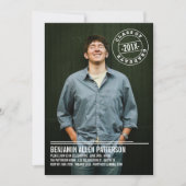 モダンなスタンプの写真の卒業パーティーの発表 招待状 (正面)