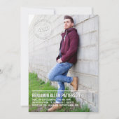 モダンなスタンプの写真の卒業パーティーの発表 招待状 (正面)