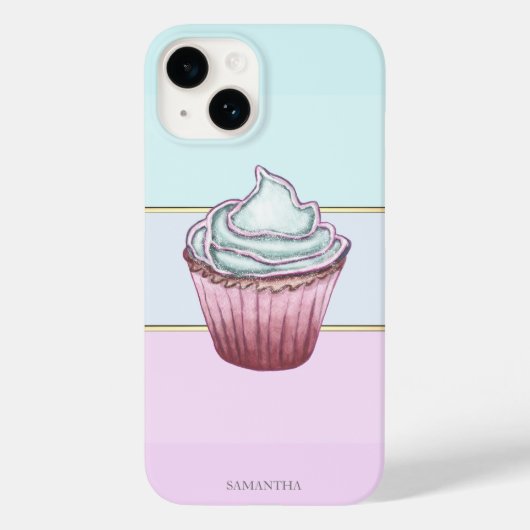 モダンなストライプがおしゃれなカップケーキ Case-Mate iPhoneケース (裏面)