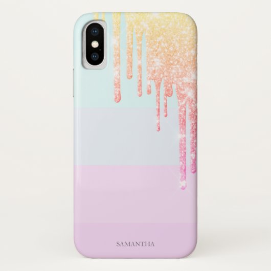 モダンなストライプとグラデーションに輝くラメ Case-Mate iPhoneケース (裏面)