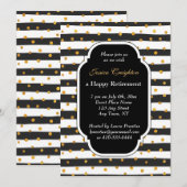 モダンなストライプとドットの退職招待 招待状 (正面/裏面)